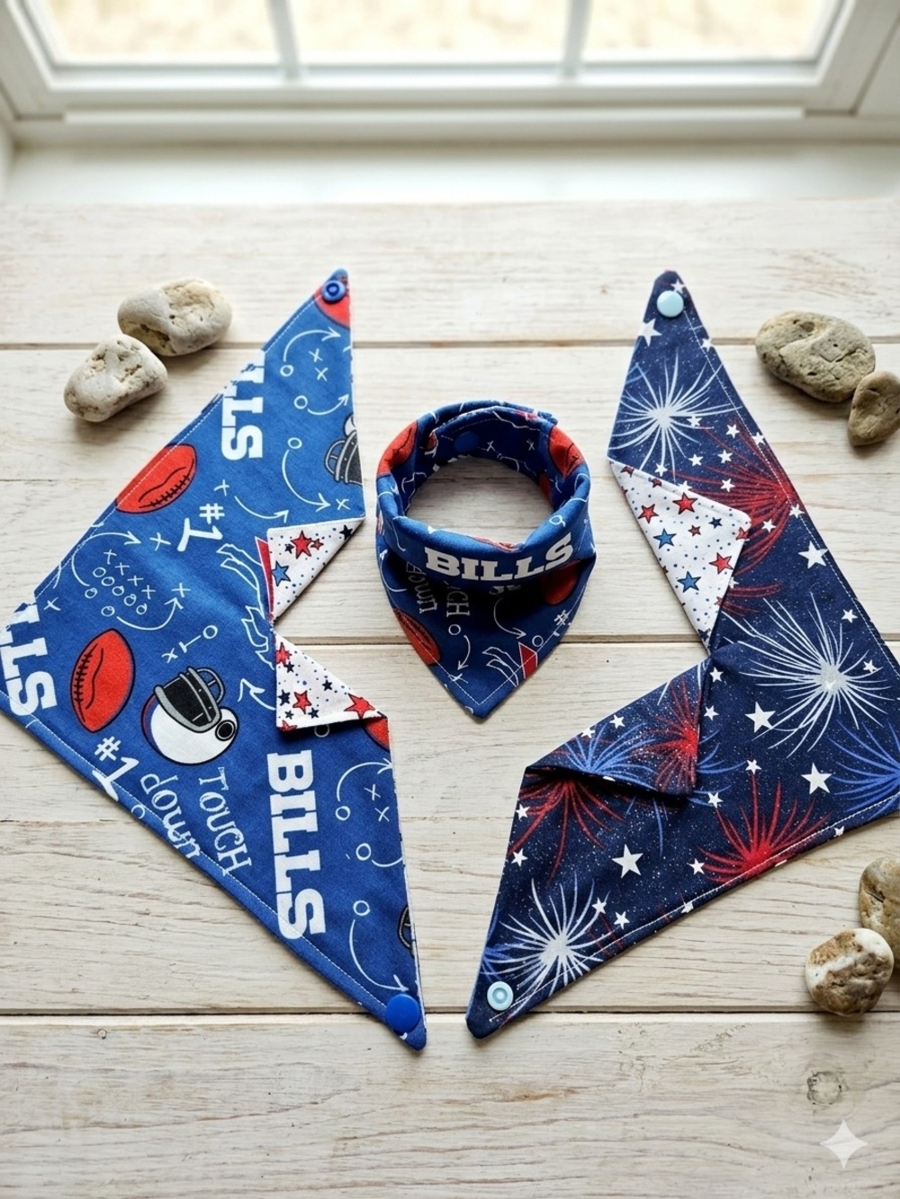 Buffalo Bills & Fireworks Game Day Dog Bandana
